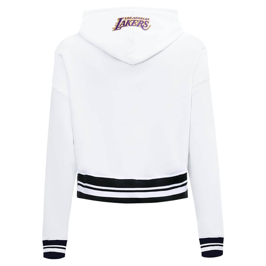 Los Angeles Lakers Pro Standard Women's Script Tail Cropped Pullover Hoodie - White