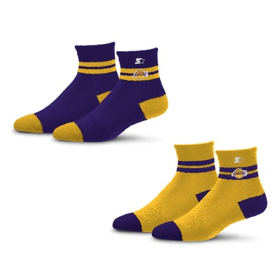 Los Angeles Lakers Starter Women's Cozy Cuff Stripes Quarter-Length Plush Socks