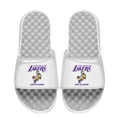  Los Angeles Lakers ISlide Youth Life Is Good Slide Sandals - White