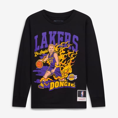Luka Dončić Los Angeles Lakers Mitchell & Ness Youth Fired Up Long Sleeve T-Shirt - Black