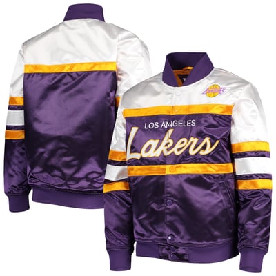 Los Angeles Lakers Mitchell & Ness Youth Hardwood Classics Satin Full-Snap Jacket - Purple
