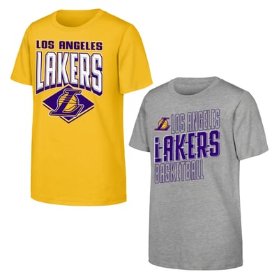 Los Angeles Lakers Outerstuff Youth Trench Kings 2-Pack T-Shirt Set - Gold/Gray