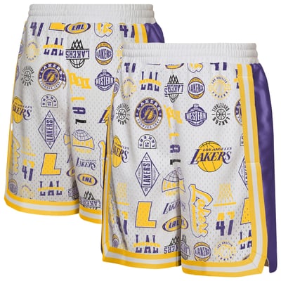 Los Angeles Lakers Outerstuff Youth Ball Hog Dazzle Basketball Short - White
