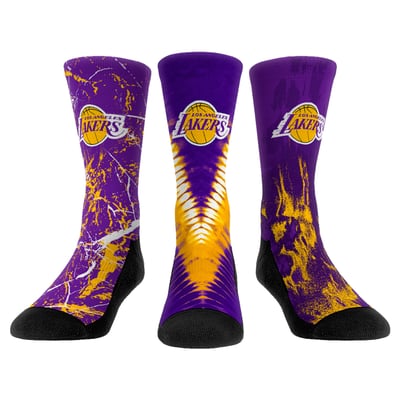  Los Angeles Lakers Rock Em Youth Three-Pack Crew Socks Set - 