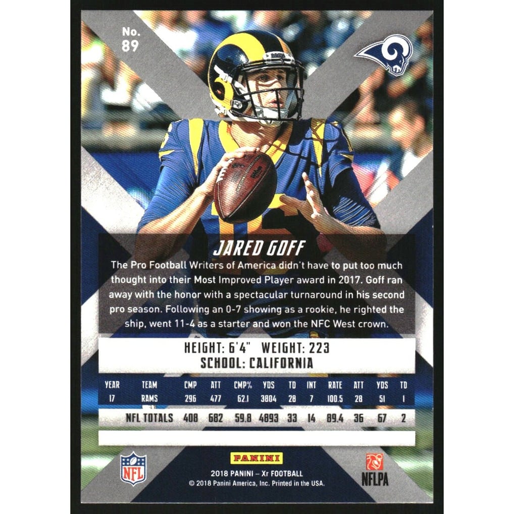 2018 Panini XR Orange #89 Jared Goff