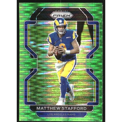 2021 Panini Prizm Prizms Neon Green Pulsar #67 Matthew Stafford