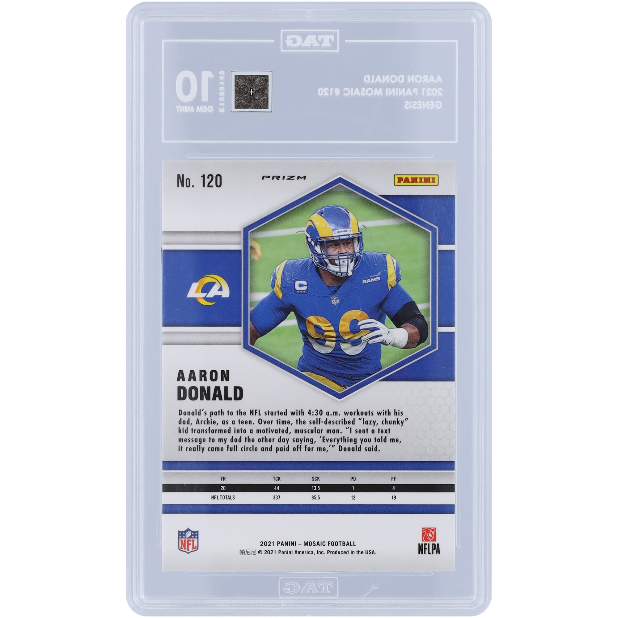 Aaron Donald Los Angeles Rams 2021 Panini Mosaic Genesis Prizm