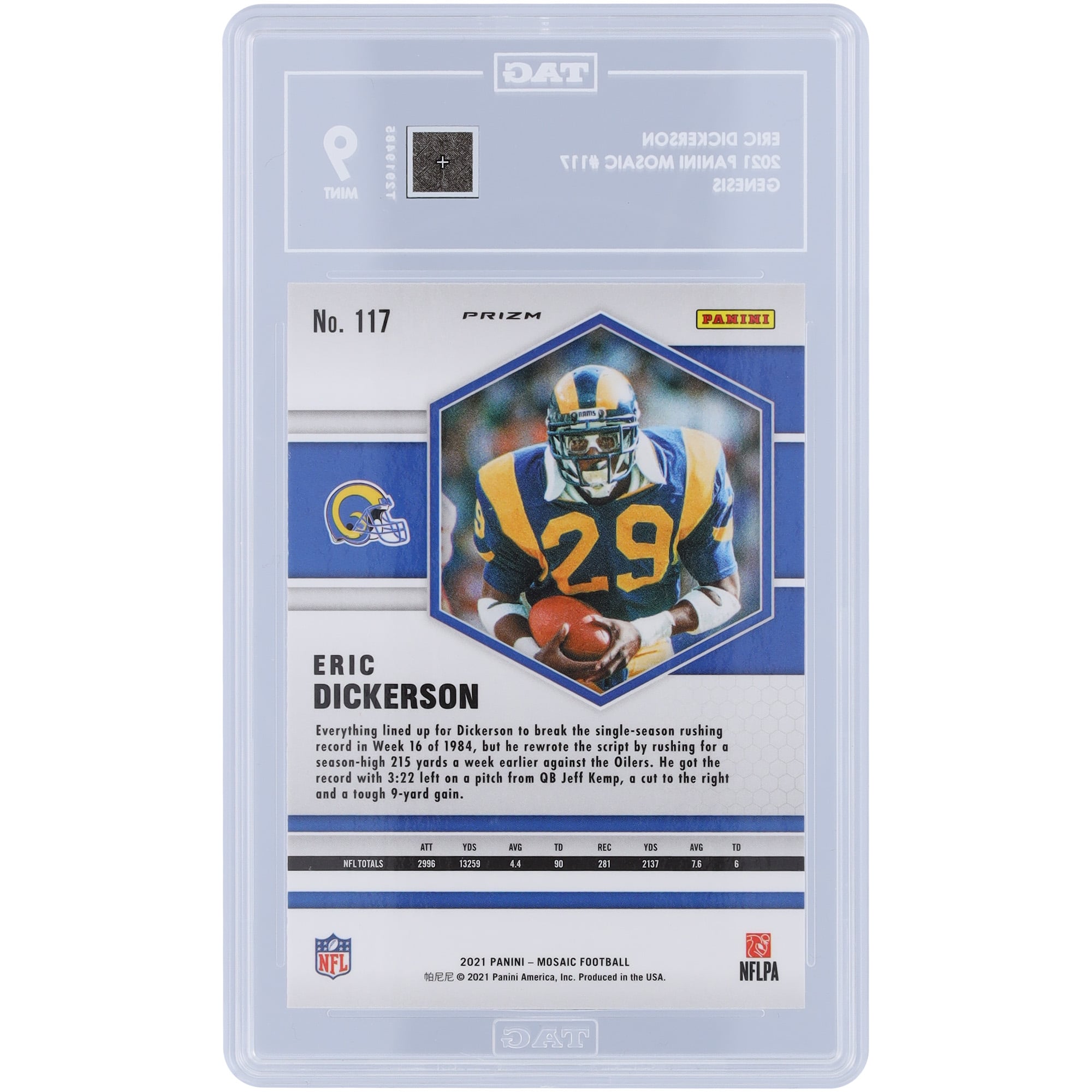 Eric Dickerson Los Angeles Rams 2021 Panini Mosaic Genesis Prizm