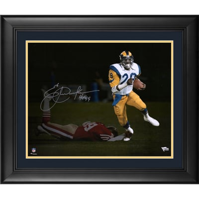 Eric Dickerson Los Angeles Rams Fanatics Authentic Framed Autographed 16" x 20" White Running Photograph with "HOF 99" Inscription
