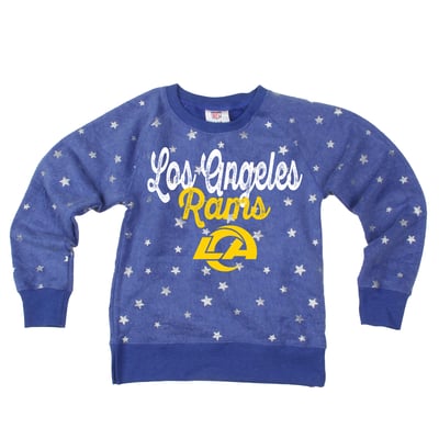  Los Angeles Rams Wes & Willy Girls Youth Shimmer Star Reverse Sweatshirt - Royal