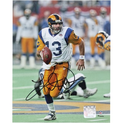 Kurt Warner Los Angeles Rams Autographed Fanatics Authentic 8" x 10" Rollout Super Bowl XXXIV Photograph 