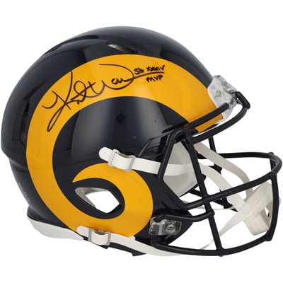 Kurt Warner Los Angeles Rams Autographed Fanatics Authentic Riddell 1981-1999 Throwback Speed Authentic Helmet with "SB XXXIV MVP" Inscription 