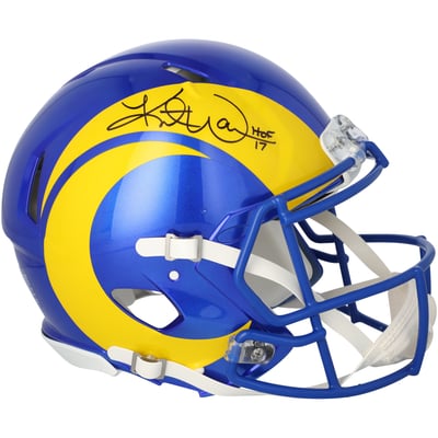 Kurt Warner Los Angeles Rams Autographed Fanatics Authentic Riddell Speed Authentic Helmet with "HOF 17" Inscription 
