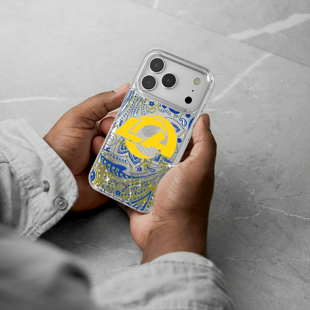 Los Angeles Rams iPhone Paisley Design Glitter Case