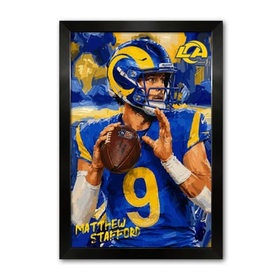 Matthew Stafford Los Angeles Rams 14" x 20" Framed Football Player Action Portrait – Artist Series Print
