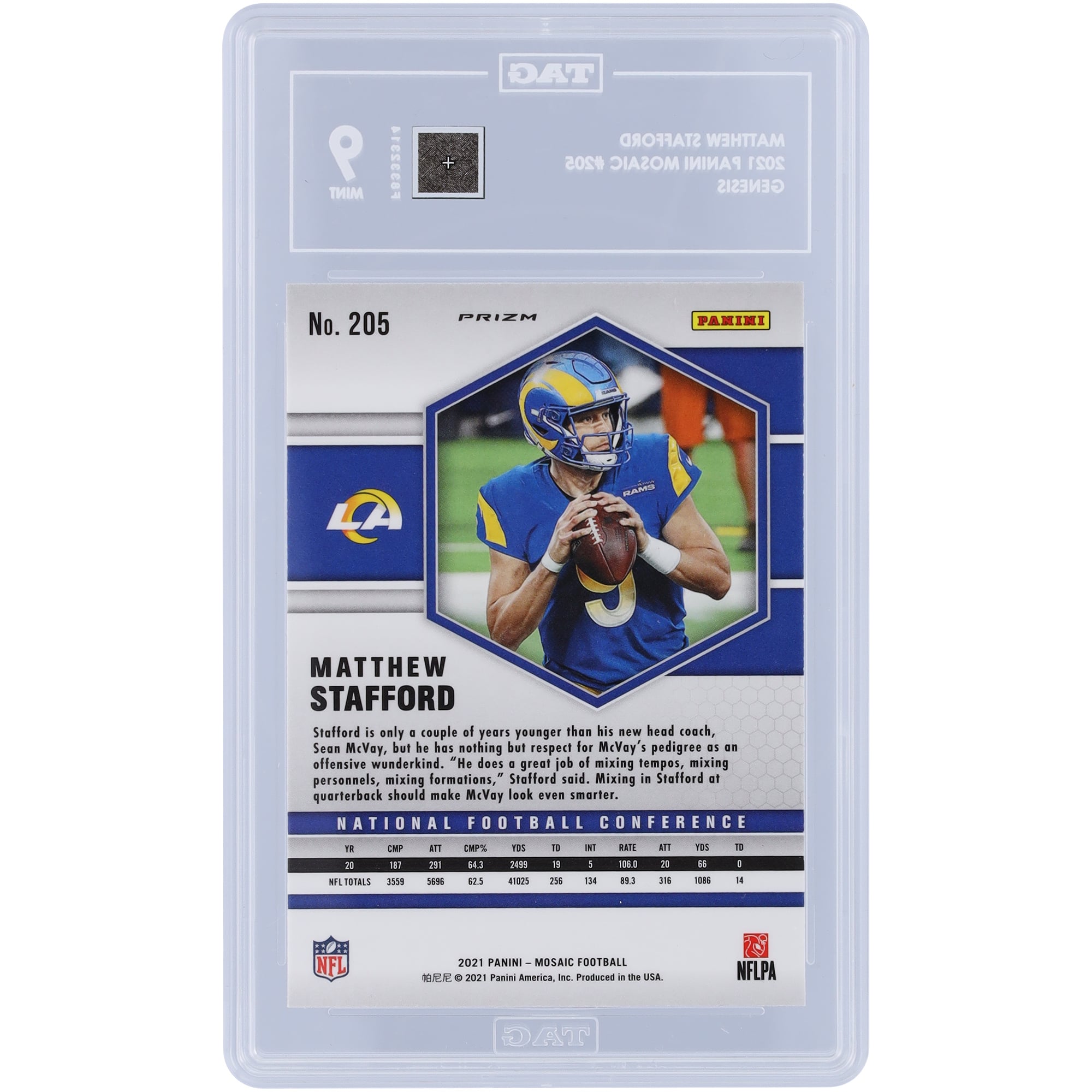 Matthew Stafford Los Angeles Rams 2021 Panini Mosaic Genesis Prizm