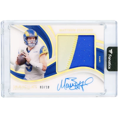 Matthew Stafford Los Angeles Rams Autographed 2023 Panini Immaculate Collection Jumbo Dual-Color Relic Gold #PP-MST #3/10 Card