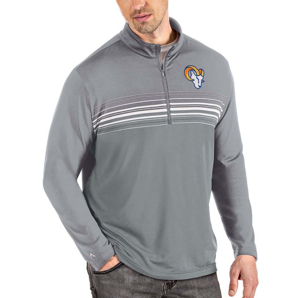 Los Angeles Rams Antigua Pace Quarter-Zip Pullover Jacket - Steel/Gray
