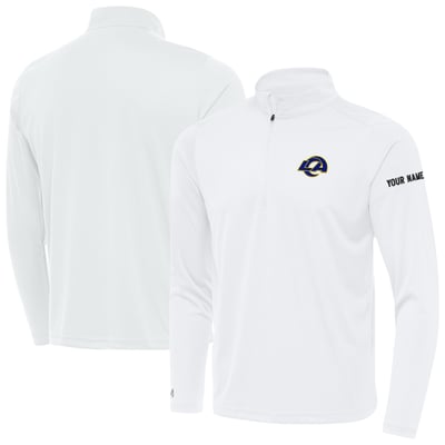 Los Angeles Rams Antigua  Personalized Tribute Quarter-Zip Pullover - White
