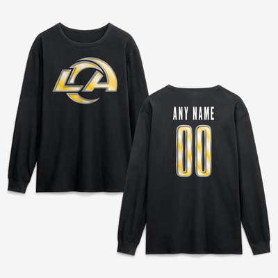 Los Angeles Rams  Forged Mascot Personalized Name & Number Long Sleeve T-Shirt - Black