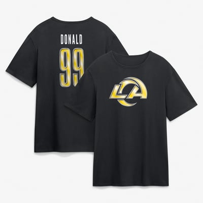 Los Angeles Rams  Forged Name & Number T-Shirt - Black