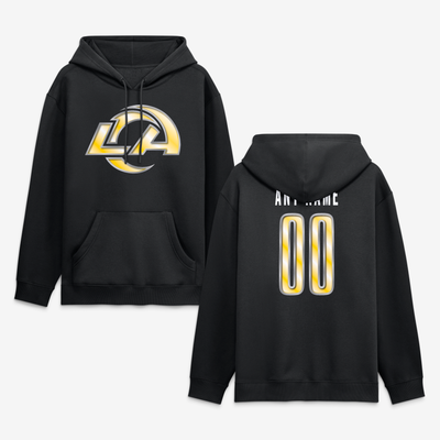 Los Angeles Rams  Metallic Mascot Personalized Name & Number Hoodie - Black