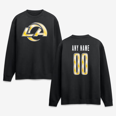 Los Angeles Rams  Metallic Mascot Personalized Name & Number Sweatshirt - Black