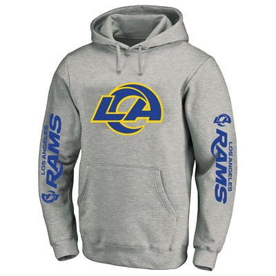 Los Angeles Rams Fanatics Big & Tall 3-Hit Pullover Hoodie - Heather Gray
