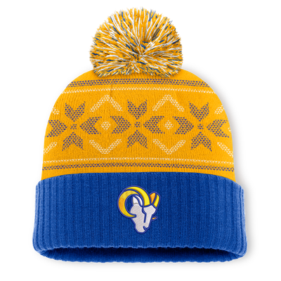 Los Angeles Rams Fanatics Snowday Cuffed Knit Hat with Pom - Royal/Yellow