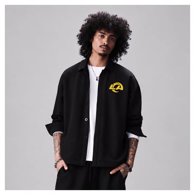 Los Angeles Rams Levelwear Luxe Tri-Blend Full-Button Shirt Jacket - Black