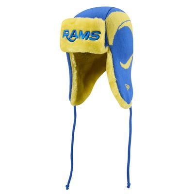 Los Angeles Rams New Era Helmet Head Trapper Knit Hat - Royal
