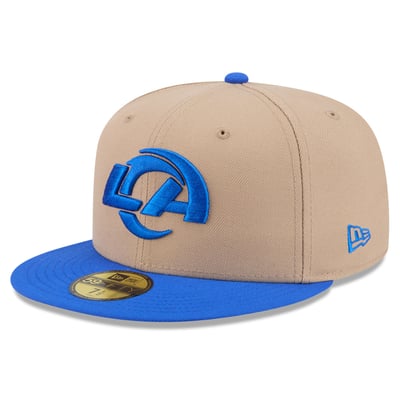 Los Angeles Rams New Era Logo Main 59FIFTY Fitted Hat - Tan/Royal