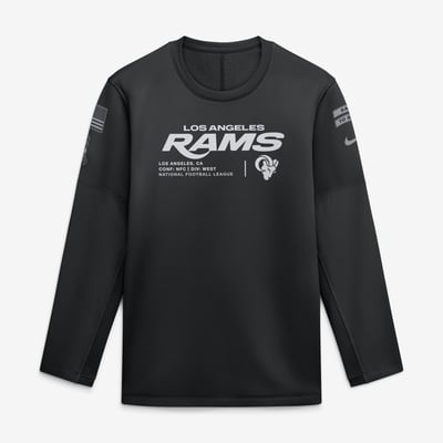  Los Angeles Rams Nike 2026 Salute to Service Sideline Coaches Crewneck Therma-FIT Sweatshirt - Black