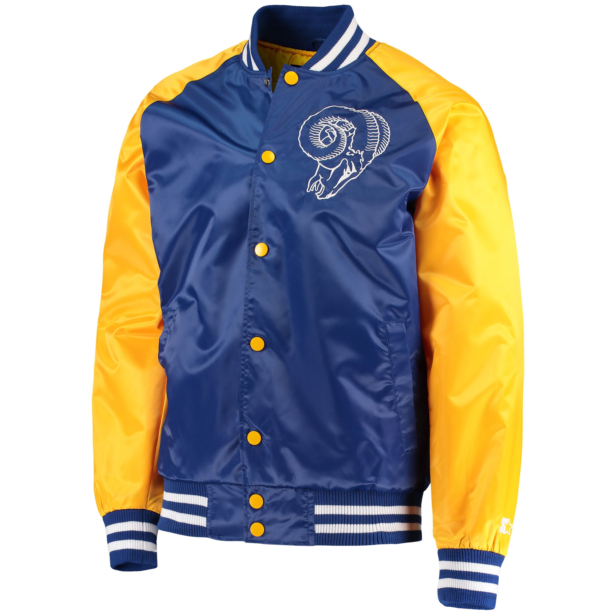 Men's Starter Royal/Gold Los Angeles Rams Lead-Off Raglan Satin