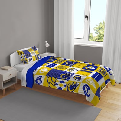 Los Angeles Rams Pegasus Patchwork Plaid Two-Piece Twin/Twin XL Bed in a Bag Set