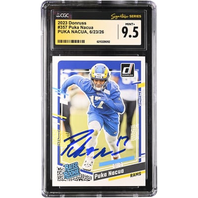 Puka Nacua Los Angeles Rams Autographed 2023 Panini Donruss #357 CGC Fanatics Witnessed Authenticated MINT+ 9.5 Rookie Card