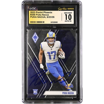 Puka Nacua Los Angeles Rams Autographed 2023 Panini Phoenix #200 CGC Fanatics Witnessed Authenticated 10/10 Rookie Card