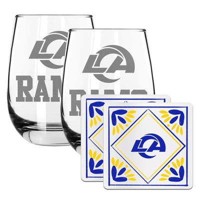 Los Angeles Rams The Memory Company 15oz. Stemless Wine Glass & Coaster Set