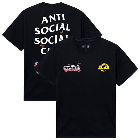 Los Angeles Rams AntiSocialSocialClub x NFL Unisex Blossom T-Shirt - Black