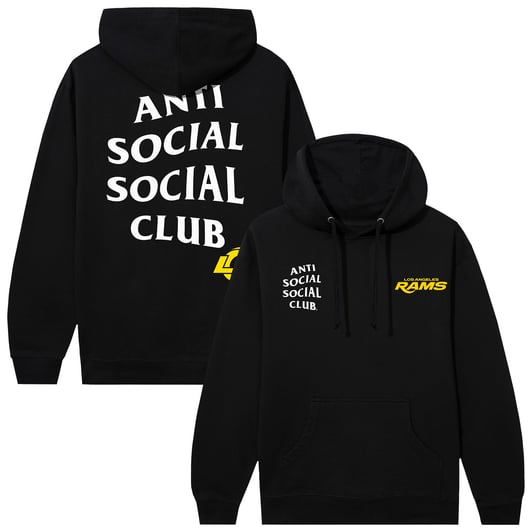 Los Angeles Rams AntiSocialSocialClub x NFL Unisex Snap Hoodie - Black