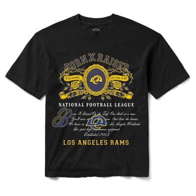Los Angeles Rams Born x Raised Unisex Crest T-Shirt - Black