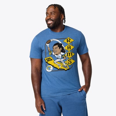 Puka Nacua Los Angeles Rams Homage Unisex Caricature Player Graphic Tri-Blend T-Shirt - Royal
