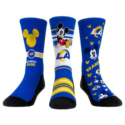  Los Angeles Rams Rock Em Unisex Disney Three-Pack Crew Socks Set - 