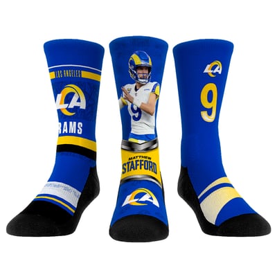 Matthew Stafford Los Angeles Rams Rock Em Unisex 3-Pack Crew Socks Set - 