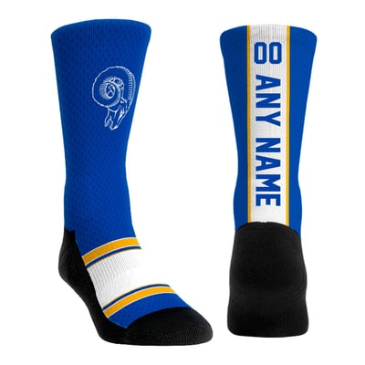  Los Angeles Rams Rock Em Unisex Throwback Jersey Custom Crew Socks - Royal
