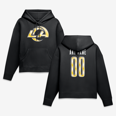 Los Angeles Rams Women's Forged Mascot Personalized Name & Number Hoodie - Black