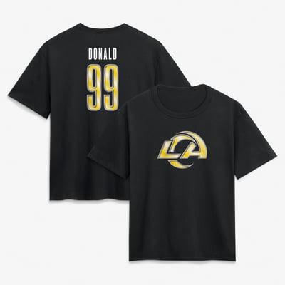 Los Angeles Rams Women's Forged Name & Number T-Shirt - Black