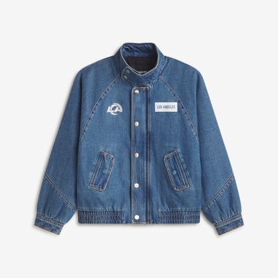 Los Angeles Rams Off Season Women's Oversized Denim Jacket - Blue