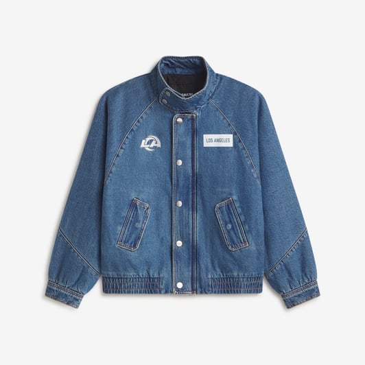 Los Angeles Rams Off Season Women's Oversized Denim Jacket - Blue