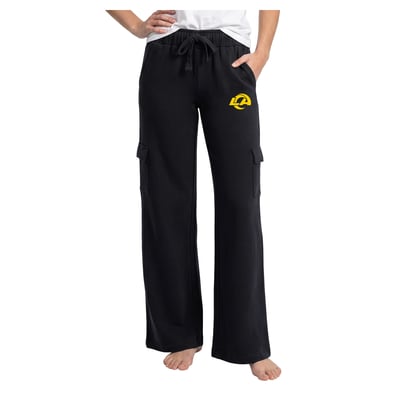 Los Angeles Rams Concepts Sport Women's Truett Wide-Leg Cargo Fleece Pants - Black